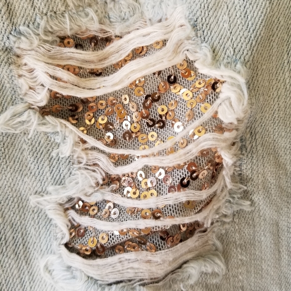 VS PINK denim bling sequin slim straight jeans - Picture 2 of 16